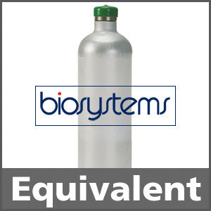 Biosystems 54-9049E Calibration Gas: 1.62% vol. Methane, 50% LEL Propane, (50% LEL Propane Equivalent), 18% Oxygen, 50 ppm Carbon Monoxide, 25 ppm Hydrogen Sulfide, Balance Nitrogen