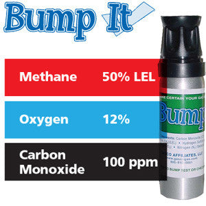 Gasco Multi-Gas Bump-It 348: 50% LEL Methane, 12% Oxygen, 100 ppm Carbon Monoxide, Balance Nitrogen