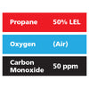 Gasco Multi-Gas 302: 50% LEL Propane, 50 ppm Carbon Monoxide, Balance Air