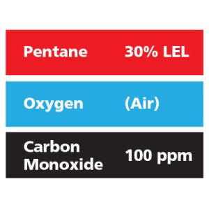 Gasco Multi-Gas 305: 30% LEL Pentane, 100 ppm Carbon Monoxide, Balance Air