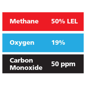 Gasco Multi-Gas 319: 50% LEL Methane, 19% Oxygen, 50 ppm Carbon Monoxide, Balance Nitrogen