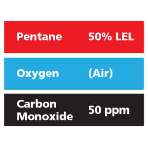 Gasco Multi-Gas 322: 50% LEL Pentane, 50 ppm Carbon Monoxide, Balance Air