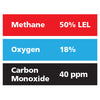 Gasco Multi-Gas 326: 50% LEL Methane, 18% Oxygen, 40 ppm Carbon Monoxide, Balance Nitrogen