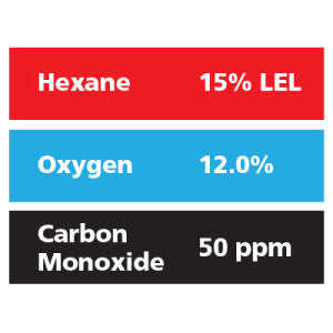 Gasco Multi-Gas 331: 15% LEL Hexane, 12% Oxygen, 50 ppm Carbon Monoxide, Balance Nitrogen
