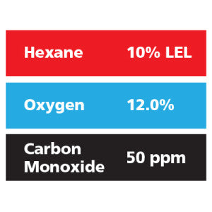 Gasco Multi-Gas 332: 10% LEL Hexane, 12% Oxygen, 50 ppm Carbon Monoxide, Balance Nitrogen