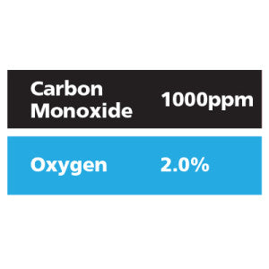 Gasco Multi-Gas 383B: 2% Oxygen, 1000 ppm Carbon Monoxide, Balance Nitrogen