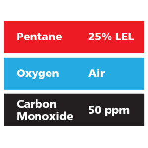 Gasco Multi-Gas 397: 25% LEL Pentane, 50 ppm Carbon Monoxide, Balance Air