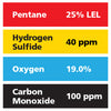 Gasco Multi-Gas 456: 25% LEL Pentane, 19% Oxygen, 100 ppm Carbon Monoxide, 40 ppm Hydrogen Sulfide, Balance Nitrogen