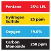 Gasco Multi-Gas 469: 25% LEL Pentane, 19% Oxygen, 250 ppm Carbon Monoxide, 25 ppm Hydrogen Sulfide, Balance Nitrogen