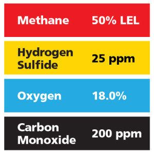 Gasco Multi-Gas 478: 50% LEL Methane, 18% Oxygen, 200 ppm Carbon Monoxide, 25 ppm Hydrogen Sulfide, Balance Nitrogen