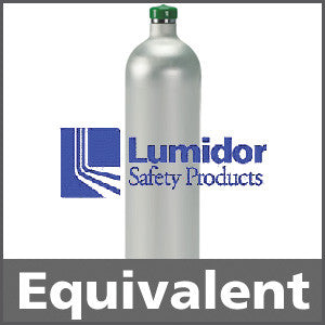 Lumidor GFV207 Calibration Gas: 50% LEL Methane, 20.9% Oxygen, 50 ppm Carbon Monoxide, 25 ppm Hydrogen Sulfide, Balance Air